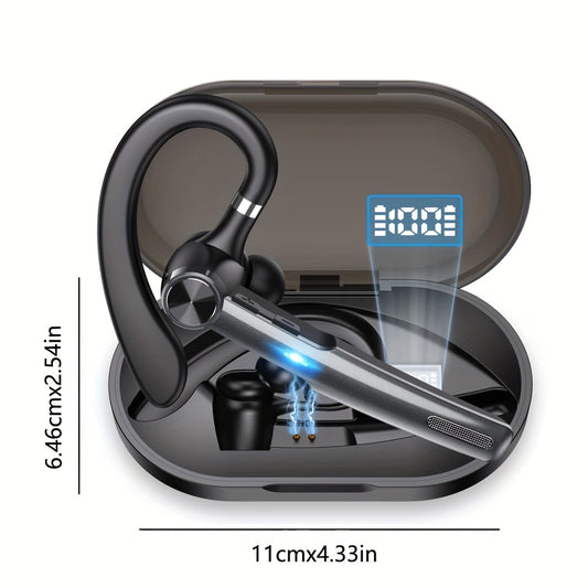 Premium Wireless Earpiece V5.1 - Long-Lasting 400mAh Battery Life, Crystal-Clear Audio, Built-in Mic, and Compact Charging Case - Compatible with iOS and Android Devices for Driving, Business, and Office Use