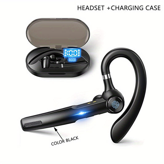 Premium Wireless Earpiece V5.1 - Long-Lasting 400mAh Battery Life, Crystal-Clear Audio, Built-in Mic, and Compact Charging Case - Compatible with iOS and Android Devices for Driving, Business, and Office Use