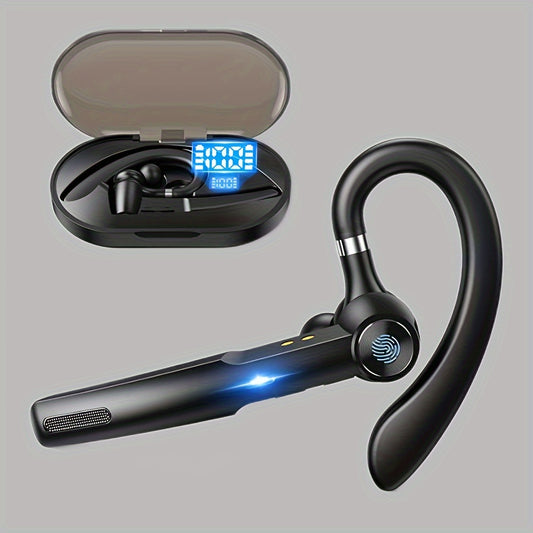 Premium Wireless Earpiece V5.1 - Long-Lasting 400mAh Battery Life, Crystal-Clear Audio, Built-in Mic, and Compact Charging Case - Compatible with iOS and Android Devices for Driving, Business, and Office Use