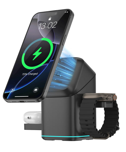 15W Pop up Foldable 3 in 1 Wireless Charger Magnetic Stand for iphone 16 Chargeur Sans Fil Anker Wireless Charger Cargadores