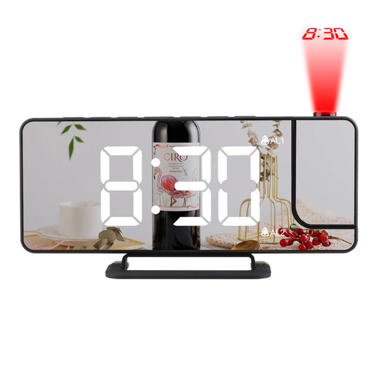 Smart Alarm Clock Digital LED Projector Display Time with USB Charging Projection Alarm Clock on Ceiling