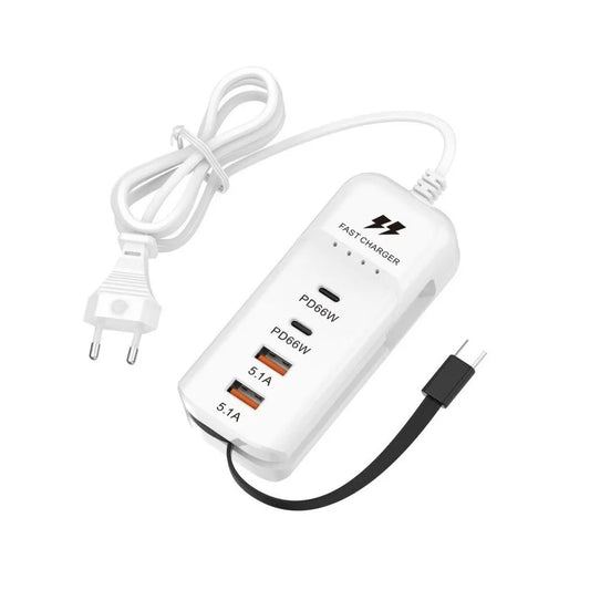 5.1A USB Charger Socket USB/Type C 66W Phone Charger Adapter Muti Ports Fast Charging Mobile Phone Charge Power Strip Bedroom