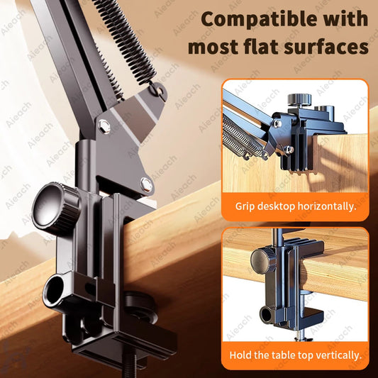 GOYN Metal Tablet Stand, Foldable 360° Rotating Holder for 4.7-11" Tablet & Phone, Multi-Surface Mount for Desk Bedside Kitchen